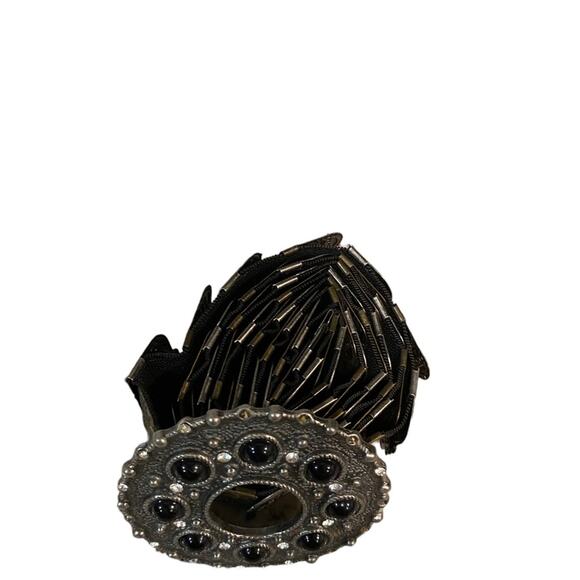 Bronze Metal Stretchy Belt with Rhinestone Buckle - Picture 2 of 9